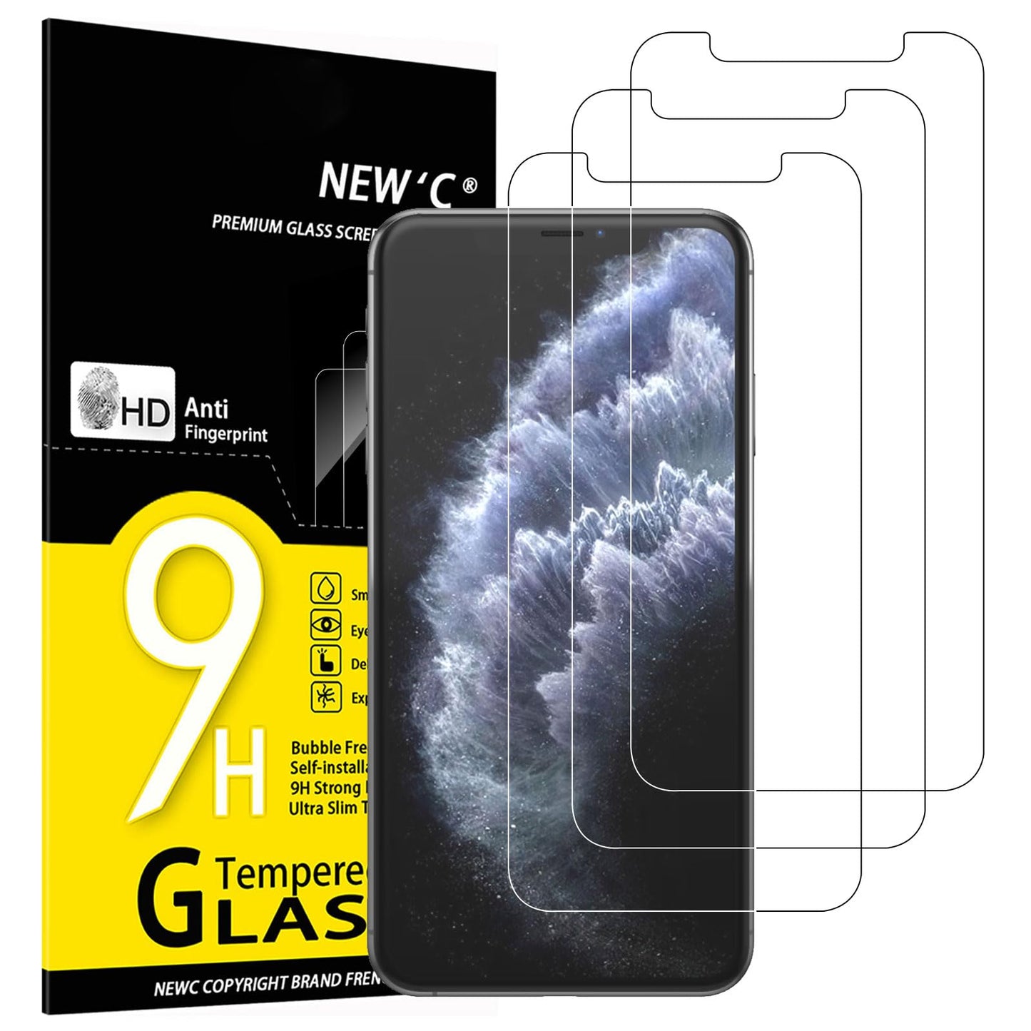 NEW'C Lot de 3, Verre Trempé pour iPhone 17 Pro Max, iPhone 16 Pro Max (6,9″) Film en Protection écran efficace contre les Rayures - Ultra Résistant - HD Transparent - Outil d'installation facile