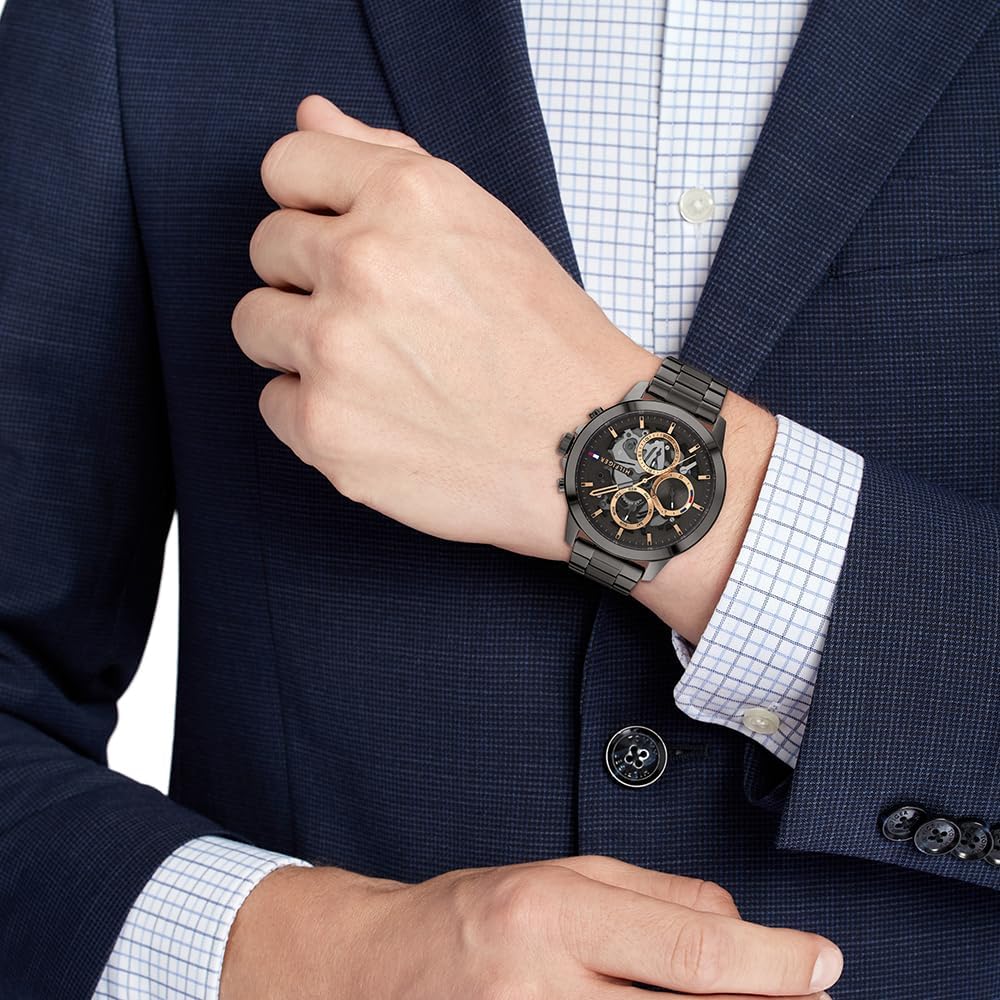 Tommy Hilfiger Montre Analogique Multifonction à Quartz pour Homme avec Bracelet en Acier Inoxydable ou Cuir