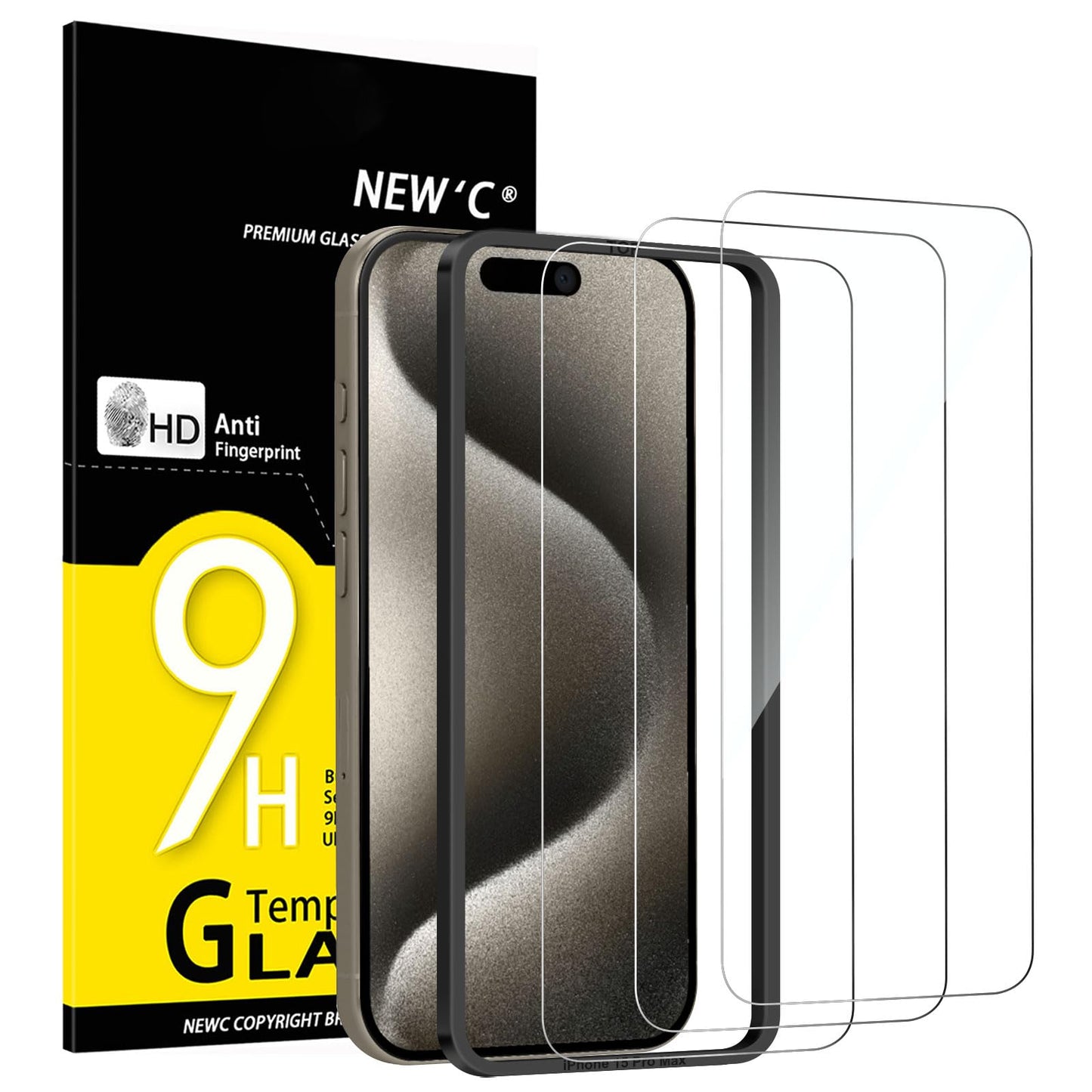 NEW'C Lot de 3, Verre Trempé pour iPhone 17 Pro Max, iPhone 16 Pro Max (6,9″) Film en Protection écran efficace contre les Rayures - Ultra Résistant - HD Transparent - Outil d'installation facile