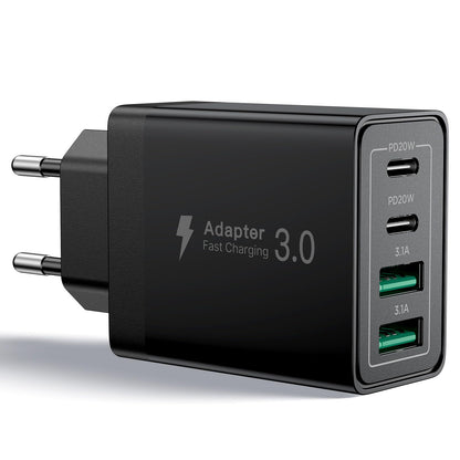 Aioneus Chargeur USB C, 40W 4 Port Prise USBC Chargeur Rapide iPhone, Multi Secteur PD+QC 3.1A Type C Adaptateur pour iPhone 16 15 14 13 12 11 Pro Max X XS XR 8 7 6S Plus Mini SE, iPad,Samsung Galaxy
