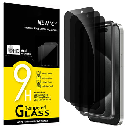 NEW'C Lot de 3, Verre Trempé pour iPhone 17 Pro Max, iPhone 16 Pro Max (6,9″) Film en Protection écran efficace contre les Rayures - Ultra Résistant - HD Transparent - Outil d'installation facile