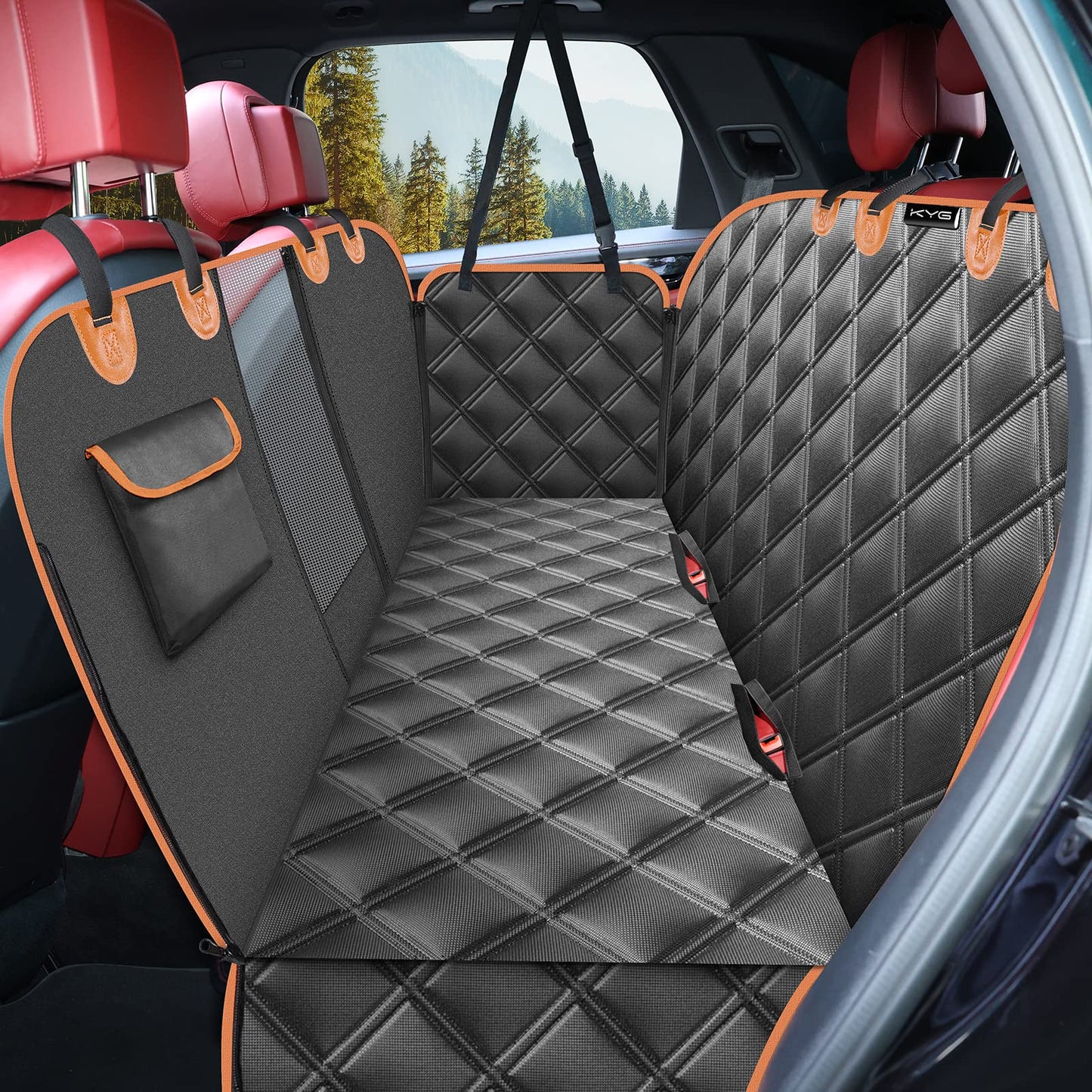 KYG Couverture pour Chien pour Banquette arrière de Voiture,avec Protection latérale et fenêtre de visualisation,Résistant aux Rayures et à l'eau,Tapis pour siège arrière de Voiture,135x148 cm,Noir