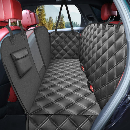 KYG Couverture pour Chien pour Banquette arrière de Voiture,avec Protection latérale et fenêtre de visualisation,Résistant aux Rayures et à l'eau,Tapis pour siège arrière de Voiture,135x148 cm,Noir