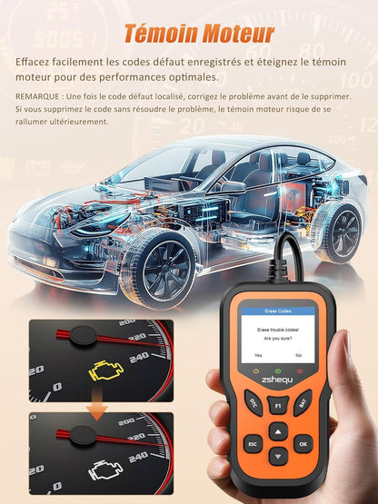 OBD2 Valise Diagnostic Auto Multimarque: OBD Diagnostique Voiture Français Boitier - USB Lecteur de Codes OBD2 Scanner - Machine Diagnostic Auto Défaillance Moteur pour BMW VW Audi Tous Les Véhic