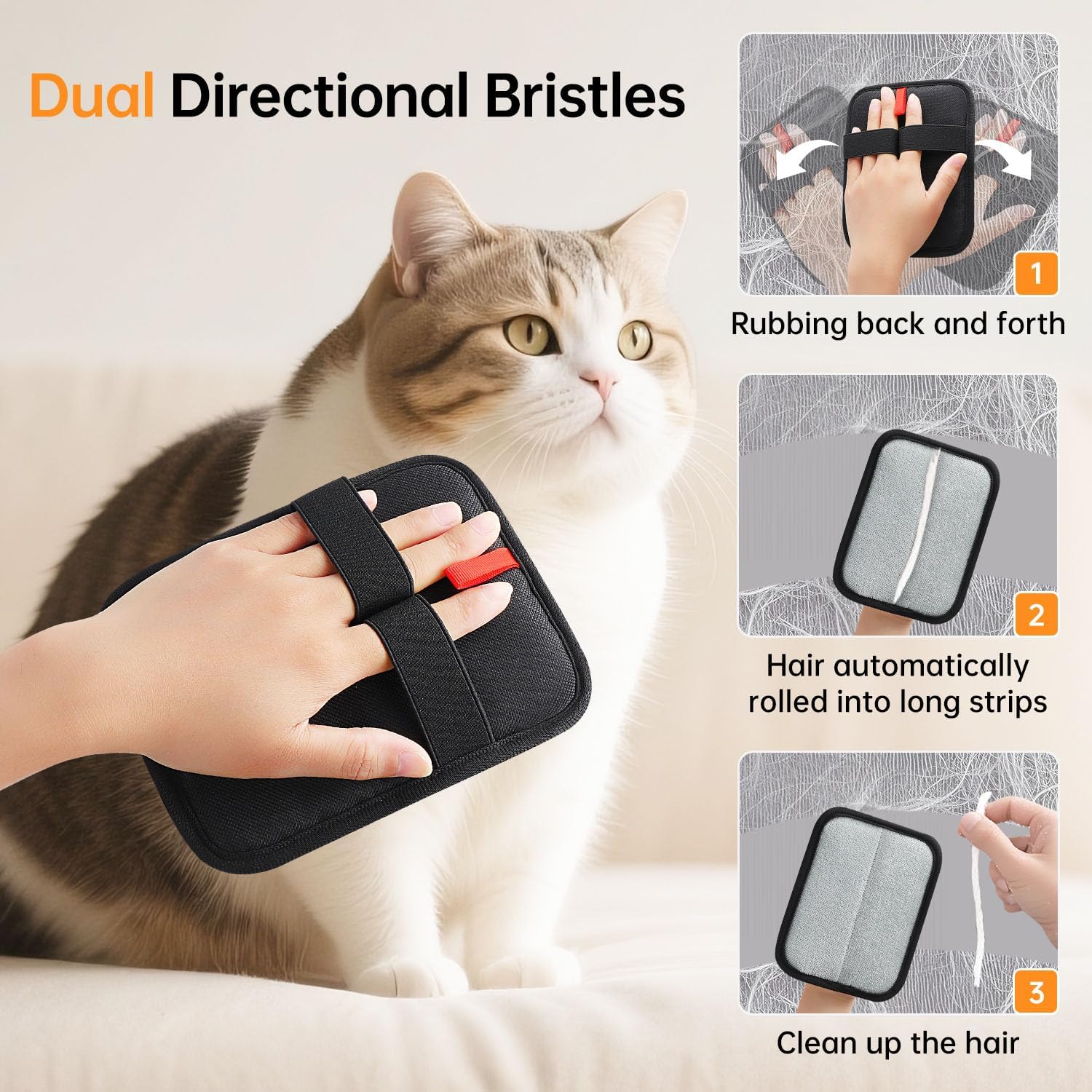 INABULETWO Lot de 2 Gants statiques pour enlever Les Poils d'animaux domestiques, réutilisables, électrostatiques, Gants de toilettage efficaces pour Poils d'animaux, Gants de toilettage pour Chat