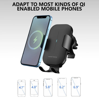 Auto Alignment 15W QI Wireless Charger Car Phone Holder
