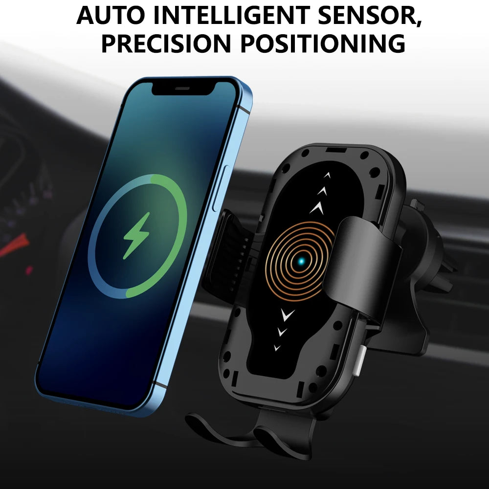 Auto Alignment 15W QI Wireless Charger Car Phone Holder