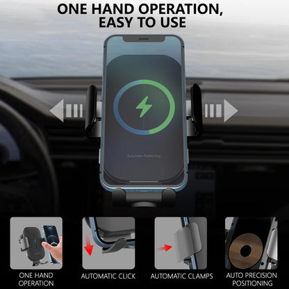 Auto Alignment 15W QI Wireless Charger Car Phone Holder